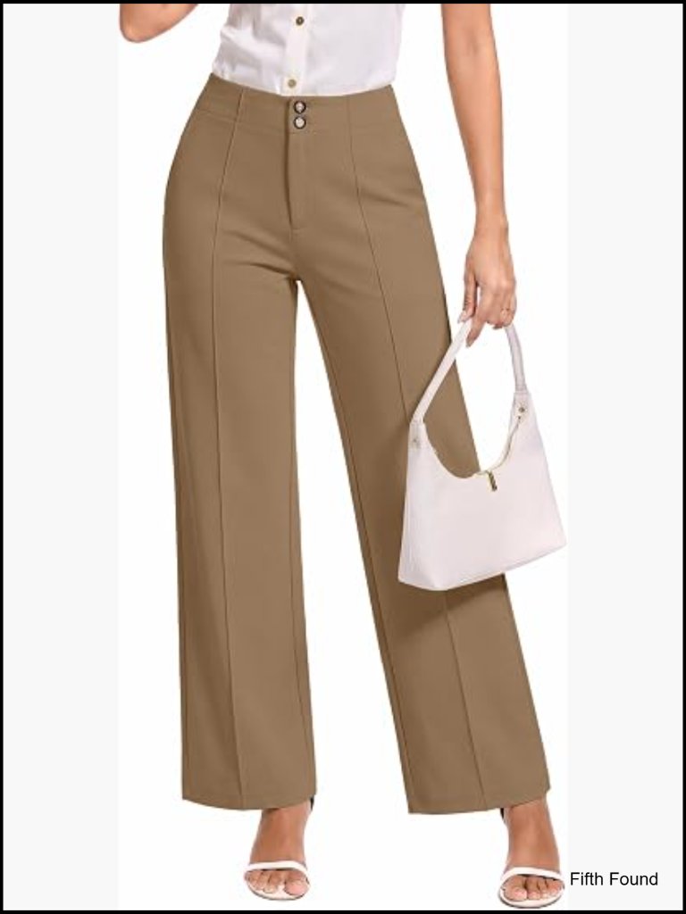 Stretchy Straight Leg Work Pants With Front Line Design